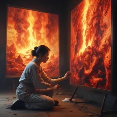 Korean woman visits HELL and draws it on canvas as a warning