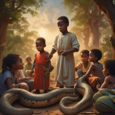 God Saves African children from Snake