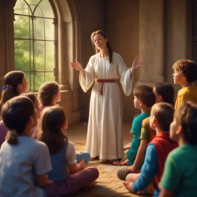 My daughter Lisa preaching the Gospel to kids